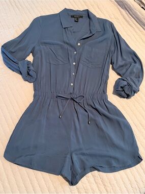 Button-Front Blue Romper